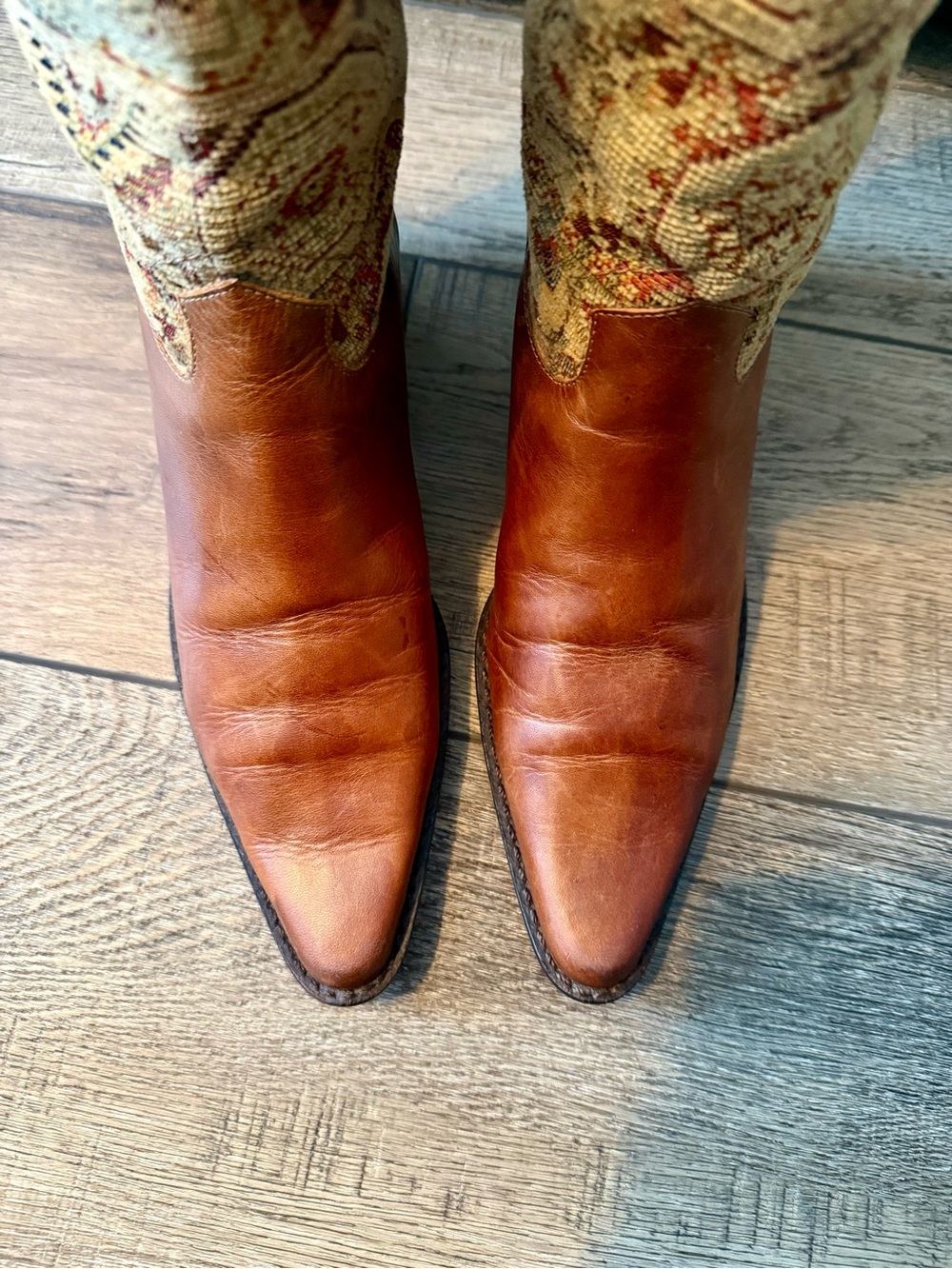 VINTAGE J Jill Leather Tapestry western Boots 7 EUC - Picture 3 of 8